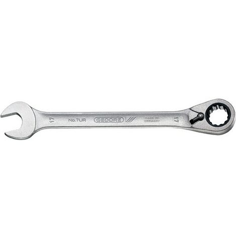 Llave mixto con trinquete, reversible, cabeza inclinado - 13°, reversible, lado e/planos : 19 mm, Largo 250 mm, Ángulo de trabajo 6 ° (1/5)