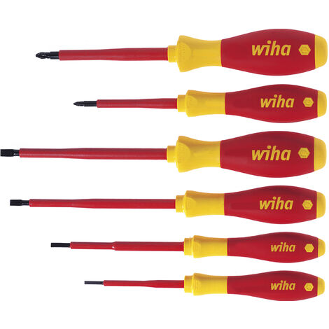 Wiha Juego de destornilladores SoftFinish® electric ranurados, Pozidriv, de 6 unid (25477)