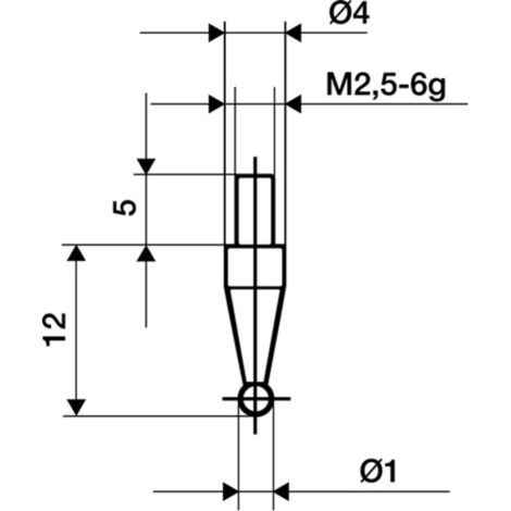 Conector de medida de Acero, Modelo : esférico, 1 mm de Ø