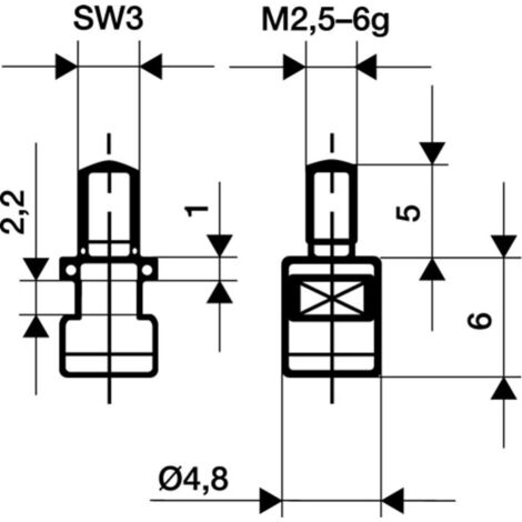 Conector de medida, de carburo, Modelo : planeo, 4,8 mm de Ø