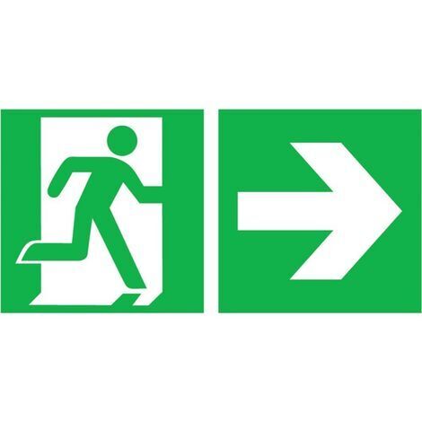 Placa de salvamento Salida de emergencia derecha con flecha de dirección hacia derecha 300 x 150 (1/2)