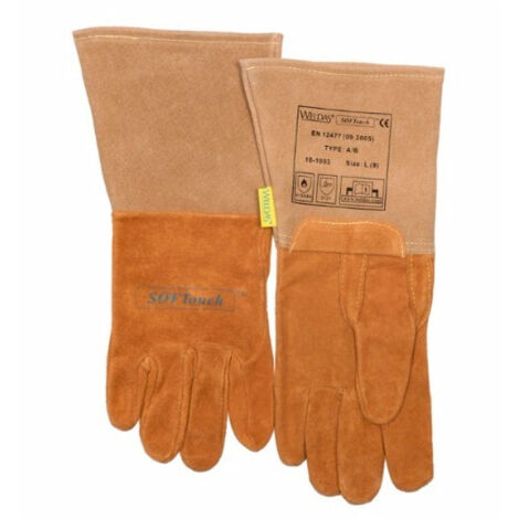 Guante para soldador WELDAS de piel de porcino TIG Softouch M (1/4)