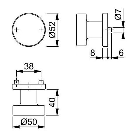 Botón rosya, pomo de la puerta 58/42KV F1