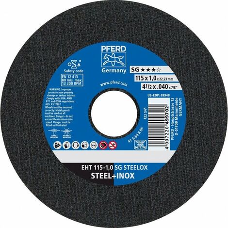 Disco de corte curva A46RSG-INOX 230x19mm PFERD