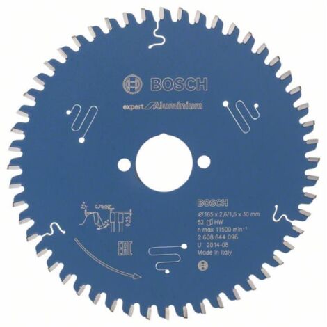 Hoja carburo Expert Alu165x2,6x30mm diente 52 TF-Bosch