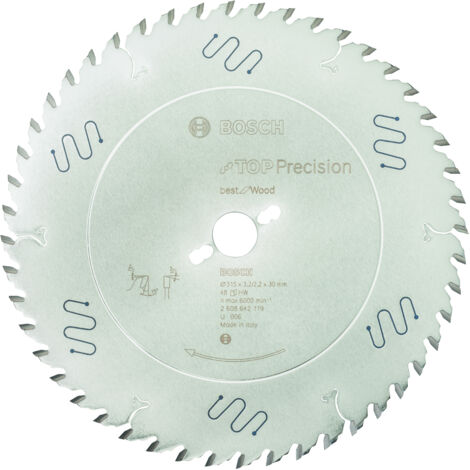 Hoja De Sierra Circular De 315X30 Mm 48 Z Wz Boschtop Precisión