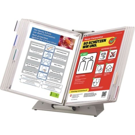 Soporte de sobremesa PVC blanco 10 paneles expositores soporte de metal lacado A4 TARIFOLD (1/4)