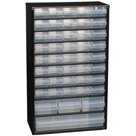 Cargador de piezas pequeñas A306xP150xH510mm, chapa de acero, 44 cajones, polipropileno