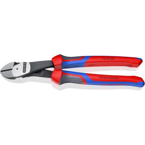 KNIPEX 74 22 250 Alicates de corte diagonal de fuerza con mangos multicomponentes Negro atramentado 250 mm