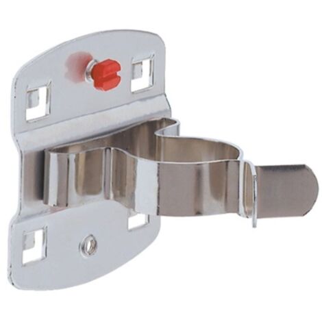 Abrazadera para herramientas D.25mm galvanizada con placa base grande para placas perforadas 5ud / bolsa. (1/2)