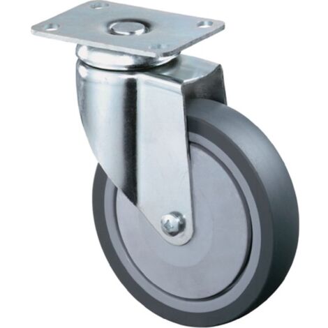 Rueda giratoria D.125mm capacidad de carga 100kg con placa de goma gris BS ROLLEN