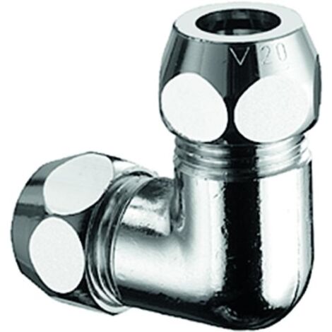 Racor acodado de doble tornillo SCHELL con 2 racores de compresión, cromado 3/8 pulgadas x 10 mm