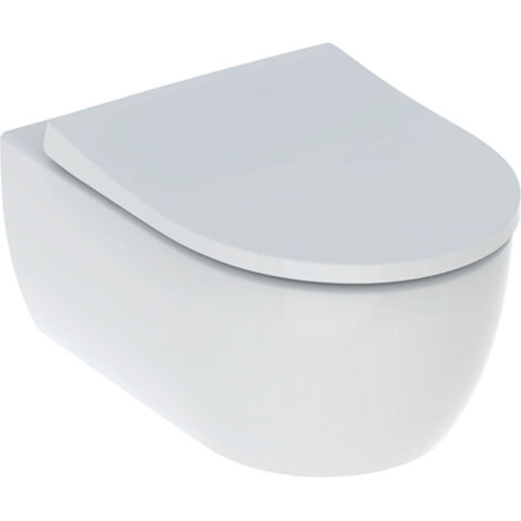 Pack inodoro suspendido Geberit iCon 53cm, asiento de inodoro aerodinámico, sin bordes, desmontable y a cámara lenta, blanco