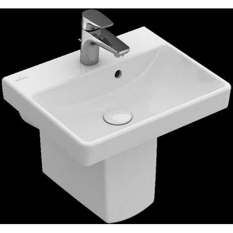 Lavamanos, 450 x 370 mm, angular, para grifería de 1 orificio, orificio para grifo perforado, con rebosadero, porcelana sanitaria White CeramicPlus