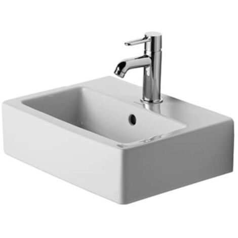 Lavamanos Duravit VERO con plataforma para grifería rebosadero 450x350mm geschl 1 orificio para grifería blanco (1/3)