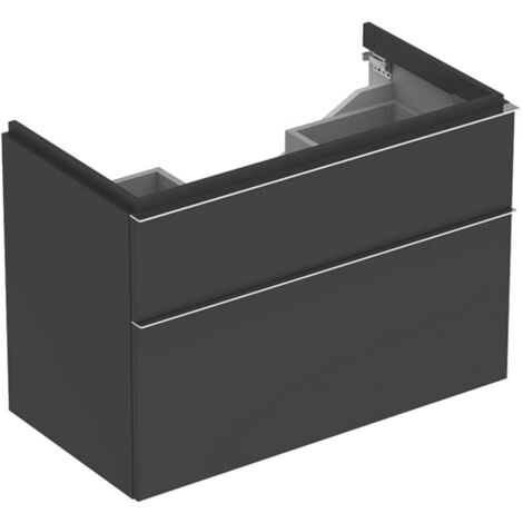 Mueble bajo lavabo Geberit iCon, con dos cajones: Ancho 89cm, Alto 62cm, Fondo 47,7cm, Gris aterciopelado / Lacado mate (1/4)