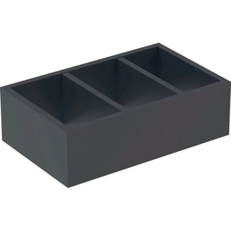 Compartimento de almacenamiento Geberit en forma de H, para cajón inferior: Ancho 32,3 cm, Alto 9,8 cm, Fondo 20 cm, Gris aterciopelado / Melamina estructurada (1/2)