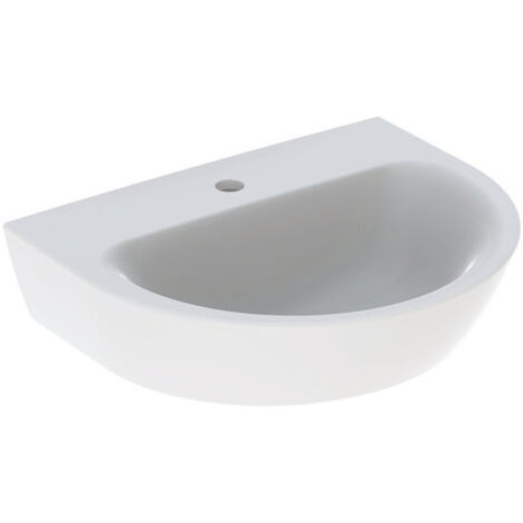 Lavabo Geberit Renova, 55x45cm, orificio para grifería central, sin rebosadero, Blanco (1/2)