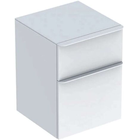 Mueble lateral bajo Geberit Smyle Square con dos cajones: Ancho 45 cm, Alto 60 cm, Fondo 47 cm, blanco / lacado brillante, blanco alpino / recubrimiento en polvo mate (1/3)