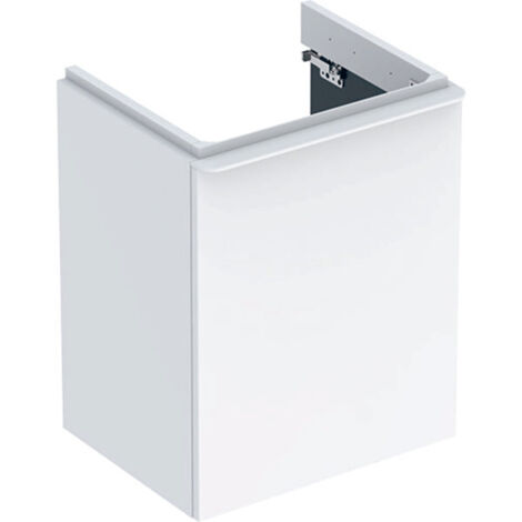 Mueble bajo Geberit Smyle Square para lavabo, con una puerta: Ancho 49,2cm, Alto 61,7cm, Fondo 40,6cm, blanco / lacado brillante, blanco alpino / recubrimiento de polvo mate, Ancho del lavabo : 50cm,  (1/4)