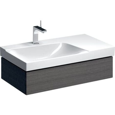 Mueble bajo para lavabo Geberit Xeno² con balda, con un cajón: Ancho 88cm, Alto 22cm, Fondo 46,2cm, Gris Scultura / Melamina estructurada en madera, Ancho del lavabo : 90cm (1/2)