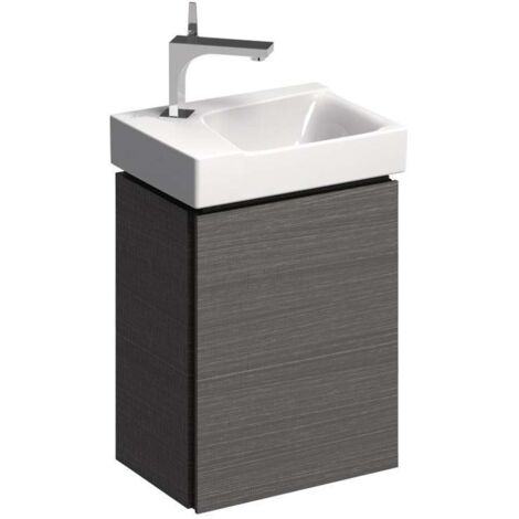 Mueble bajo para lavabo Geberit Xeno², con una puerta: Ancho 38cm, Alto 52,5cm, Fondo 26,5cm, Gris Scultura / Melamina estructurada madera (1/3)