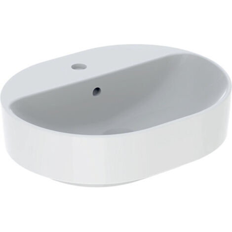 Lavabo sobre encimera Geberit VariForm, rectangular, con plataforma para grifería, 50x40cm, orificio para grifo central, Blanco (1/3)
