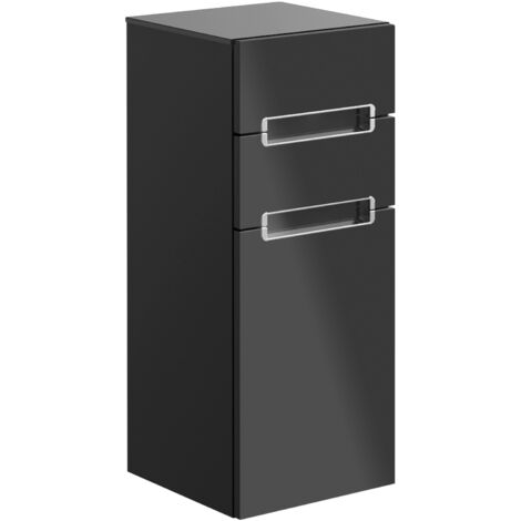 Finion, Armarios laterales, 418 x 936 x 270 mm, Angular, con estantería (iluminada), modelo suspendido, En madera, iluminación LED, 1x LED / 2.3W, 2700 K a 6480 K, Lacado Blanco Brillo (1/3)