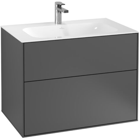 Finion, Muebles de baño, 796 x 591 x 498 mm, Modelo angular, suspendido, En madera, Lacado Negro Mate (1/5)