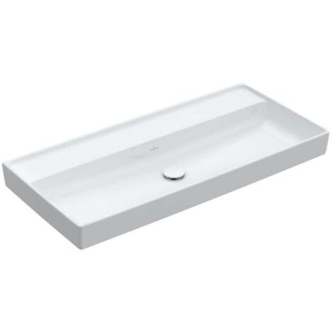 Collaro, Encimeras de lavabo, 1000 x 470 mm, Rectangular, Diseño registrado, para grifería mural, sin orificio para grifería, sin rebosadero, Blanco (1/2)