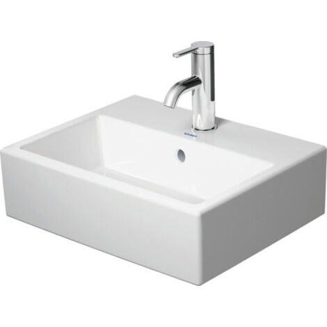 Lavamanos Duravit VERO AIR con plataforma para grifería rebosadero 450x350mm geschl 1 orificio para grifería blanco (1/4)