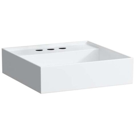 Lavabo KARTELL 460 x 460 mm sin rebosadero, versión 3 orificios para grifería blanco LCC LAUFEN