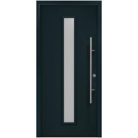 Puerta de entrada metálica PRO anthrRAL7016 Satinato B1100mm H2100mm recta RC2 DIN EN1627