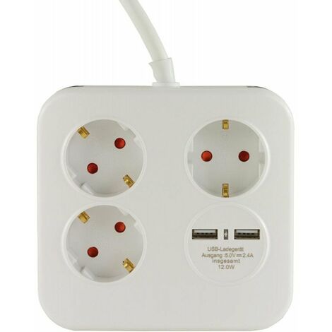 Total de 3 vías 2xusb blanco-blackpowerquad (por 6) (1/3)