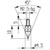 Conector de medida de Acero, Modelo : puntiagudo, 45°