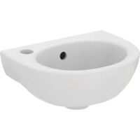 Lavabo EUROVIT orificio para grifería izquierda, con rebosadero, 350 x 260 blanco IDEAL STANDARD