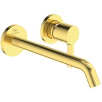 Mezclador de lavabo de pared JOY saliente 225 mm Oro cepillado kit 2, rosetón redondo IDEAL STANDARD