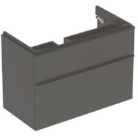 Mueble bajo Geberit Smyle Square para lavabo, con dos cajones: Ancho 88,4cm, Alto 61,7cm, Fondo 47cm, gris aterciopelado / lacado mate, gris aterciopelado / lacado en polvo mate