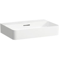 Lavabo sobre encimera VAL 600 x 420 mm con rebosadero, sin orificio para grifería blanco LCC LAUFEN