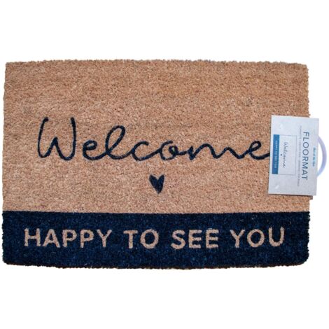 Fußabtreter Welcome happy to see you Kokosfaser Fußmatte 60x40 cm Abtreter (1/4)