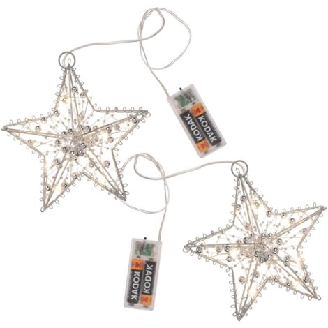 2er Set LED Metall Sterne zum Aufhängen, Batteriebetrieb, Timer (1/5)