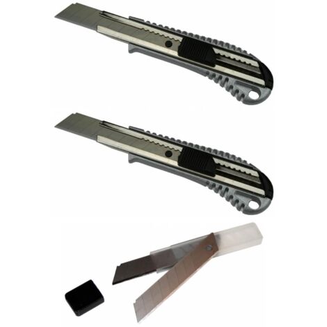2 Cuttermesser + 10 Abbrechklingen Set 18mm Profi Cutter
