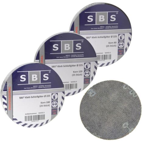 75 Blatt Gitterleinen Schleifgitter 225mm Korn 80-120-180 für Langhalsschleifer Trockenbau