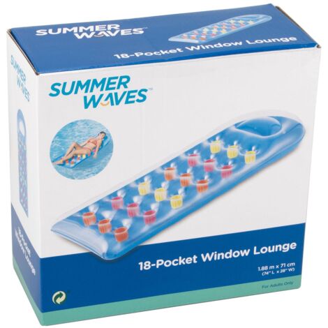 Summer Waves Luftmatratze 18-Pocket Lounge mit Sichtfenster - Blau