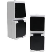 2er Set REV AquaMini Aufputz Feuchtraum Kombination Schalter Steckdose IP54 kompakt mini