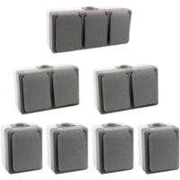 7 teiliges Feuchtraum Aufputz Steckdosen Set 1-fach 2-fach 3-fach IP44 Horizontal Secure
