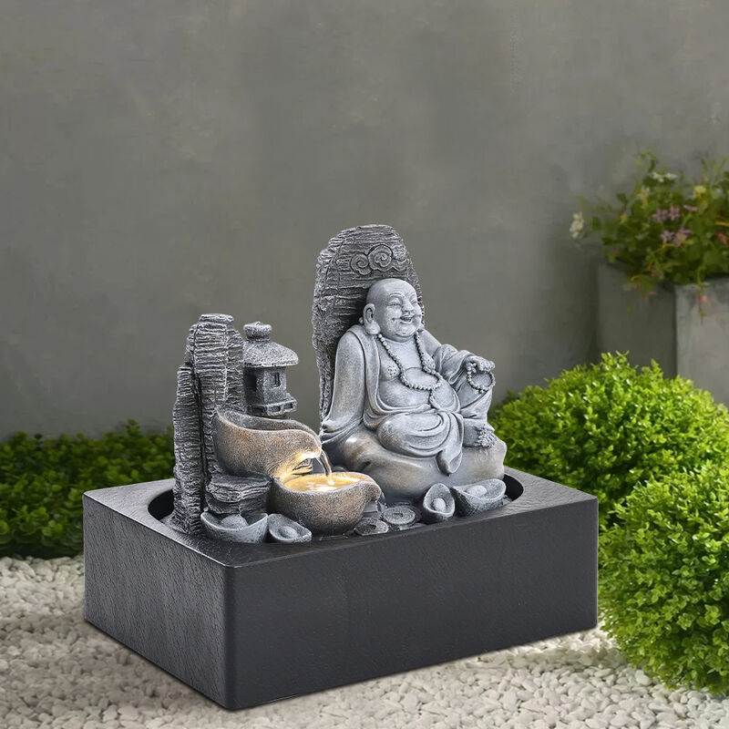 Garden Ornament Sitting Buddha Bronze Stone Zen Effect Outdoor Indoor Statue