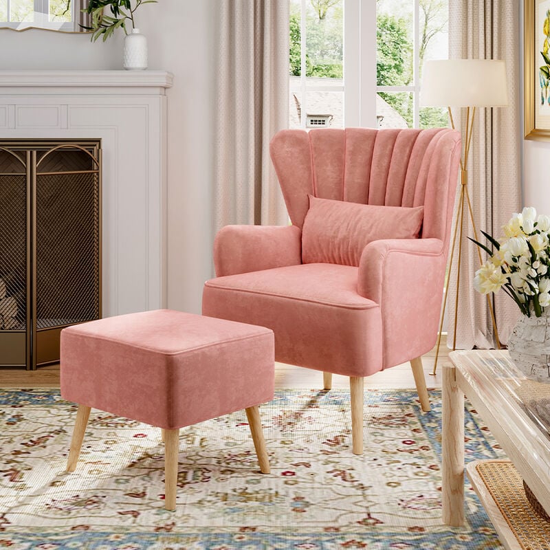 Blush velvet armchair hot sale