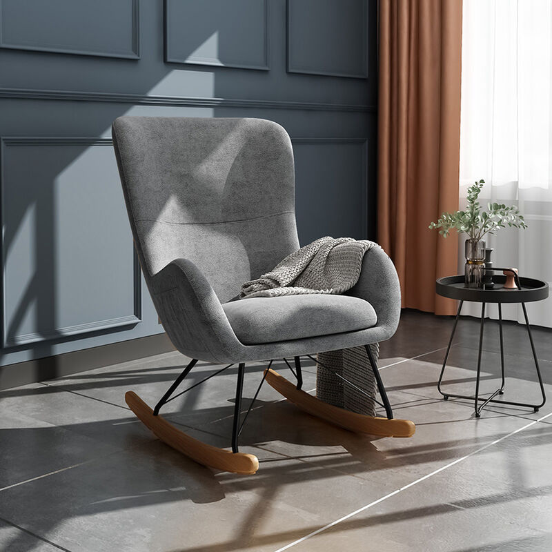 grey suede rocking chair