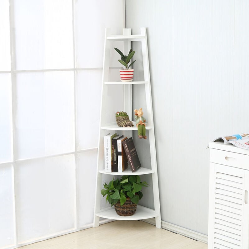 White corner shelf deals ladder